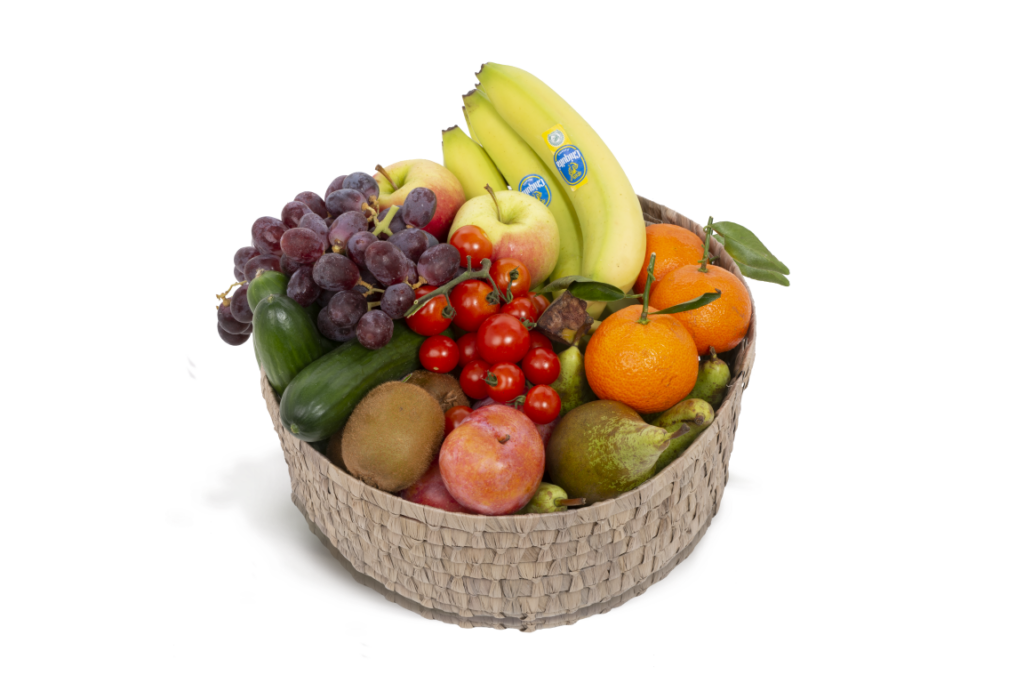 Fruitnmand met 30 stuks verschillende fruit door Hesselberth Fruitspecialist